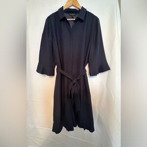 Banana Republic Tie Waist Ruffle Romper size 16 TALL. Navy